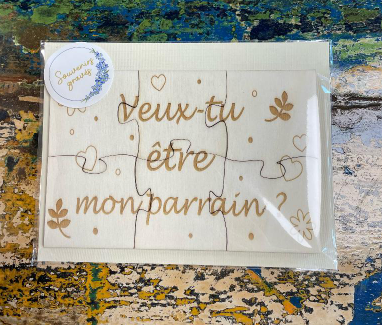 Carte Puzzle Annonce Être Mamie - Cadeau Original Multicolore - Moderne