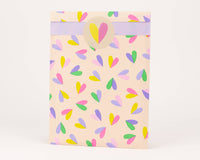 Sacs en papier cœur battant, beige / rose / lilas: Taille M (12 x 21 cm)