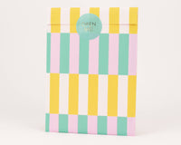 Sacs en papier à rayures audacieuses, vert / rose / jaune: Taille M (12 x 21 cm)