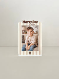 Cadre photo rayures beiges Maman d'amour
