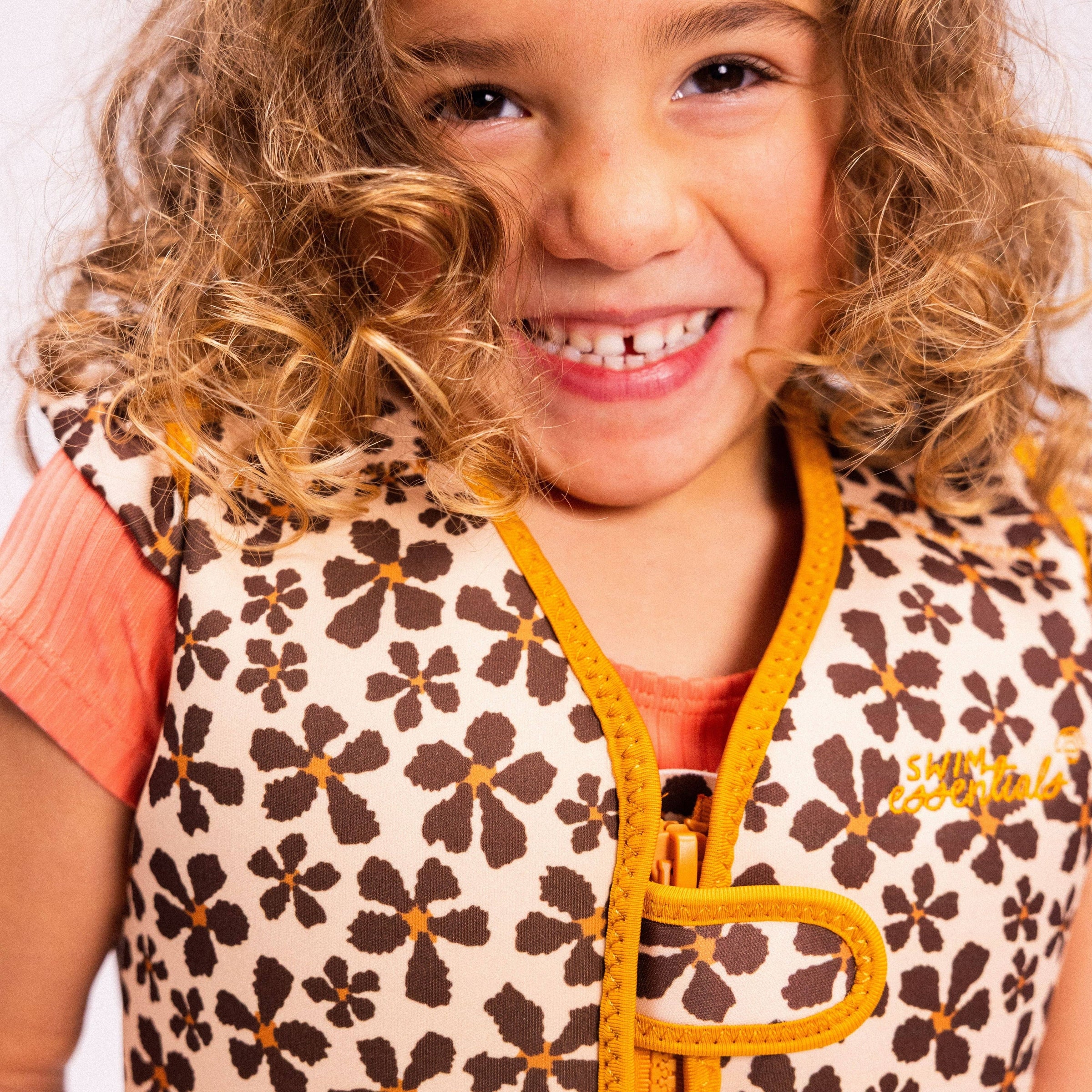 Gilet de natation - Orange - Fleur sauvage: 1/2 Years