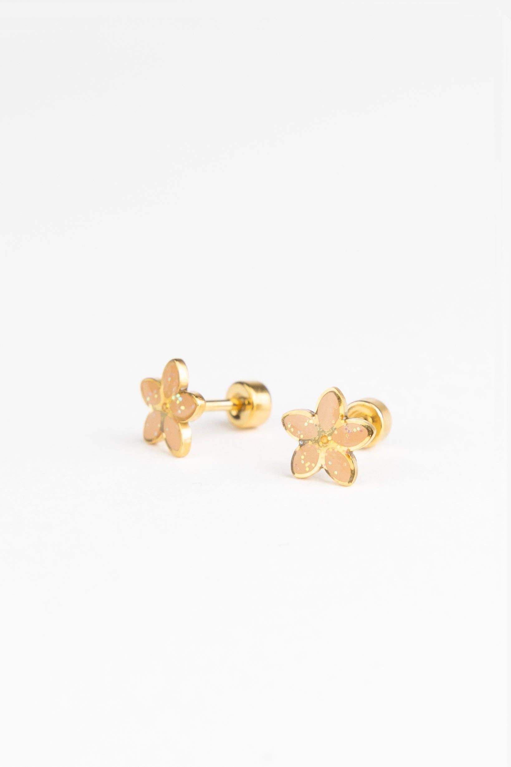 Boucles d'oreilles clous - Flora dorée