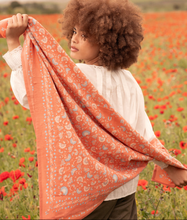 Grand foulard - Amour Corail