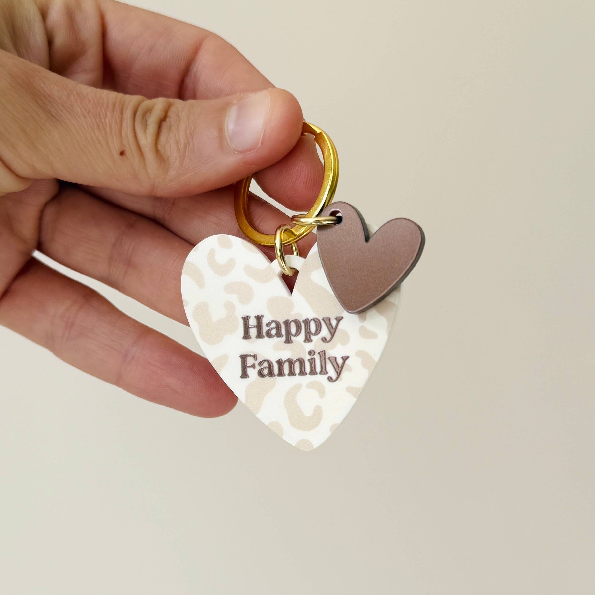 Porte-clé coeurs léopard Happy Family