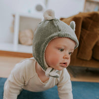 Bonnet velours kaki: 12-18 mois