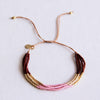 Bracelet miyuki quadruple - marron/lilas/doré