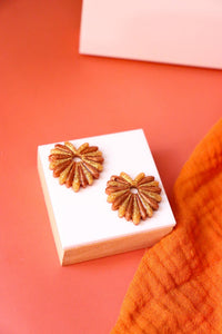Recharges pour créoles Rosace caramel et or: Fleurs résines seules (paire sans créoles)