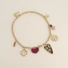 Collier - scarabée, trèfle ajouré, coeurs en résine léopard, rose, soleil et perles