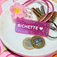 BICHETTE Porte-clés à paillettes Rose