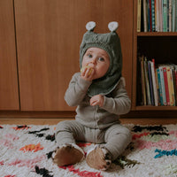 Cagoule velours kaki: T1 : 2 - 4 ans