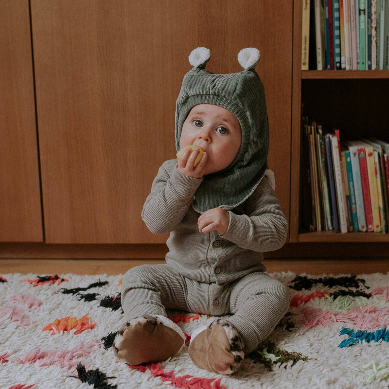 Cagoule velours kaki: T1 : 2 - 4 ans