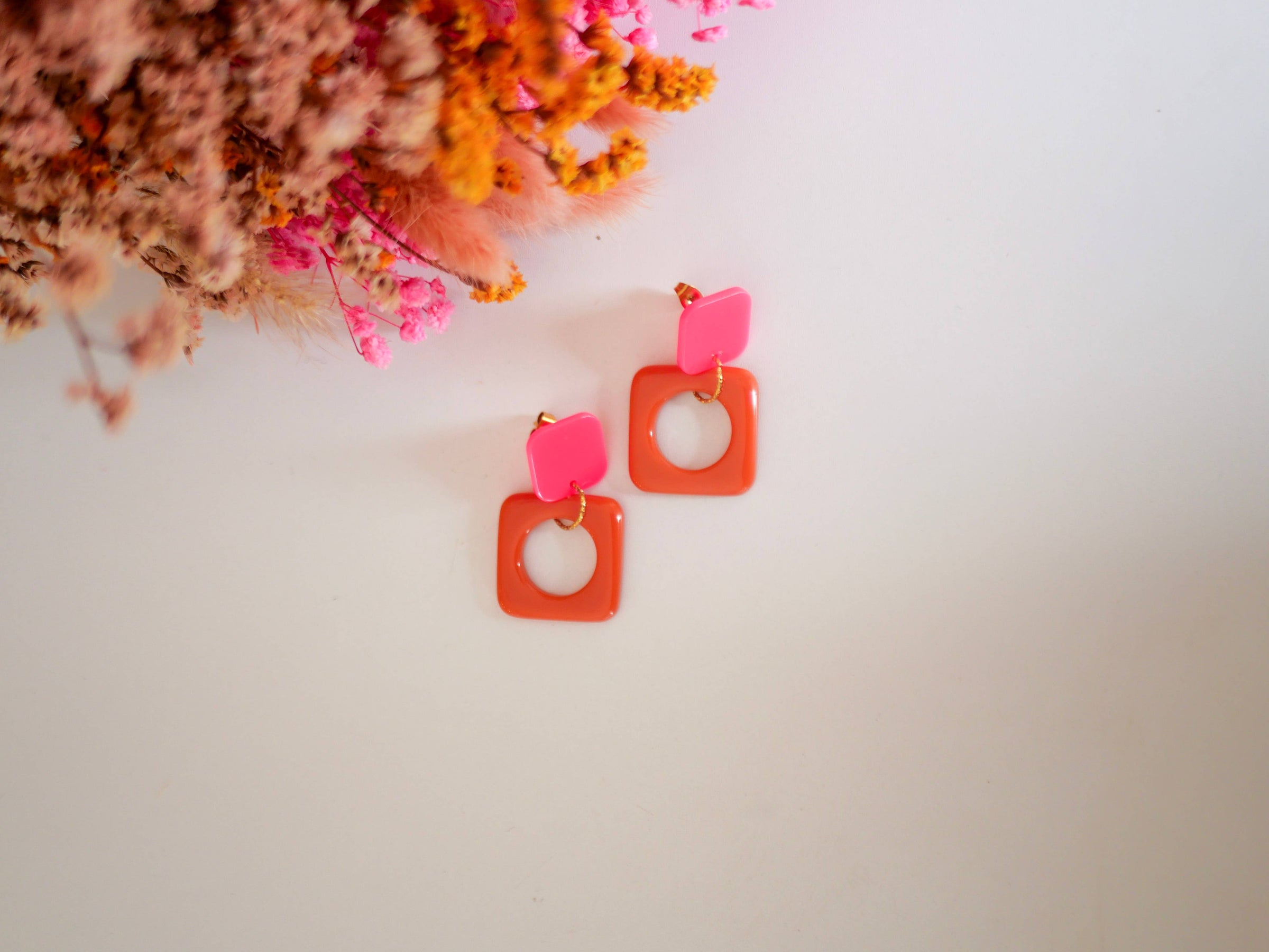 Boucles d'oreilles Aya - Azeria - Acier Inoxydable: Kaki / Clou / Rose