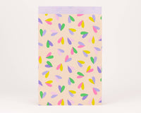 Sacs en papier cœur battant, beige / rose / lilas: Taille M (12 x 21 cm)