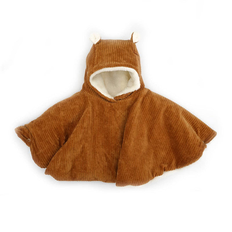 Poncho bébé velours camel