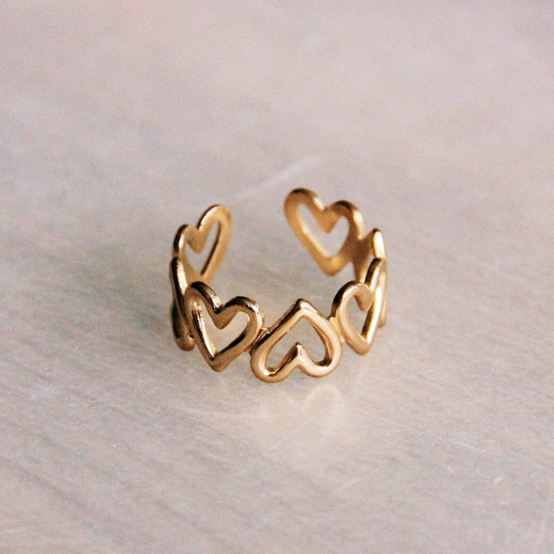 Bague ajustable en acier inoxydable avec cœur