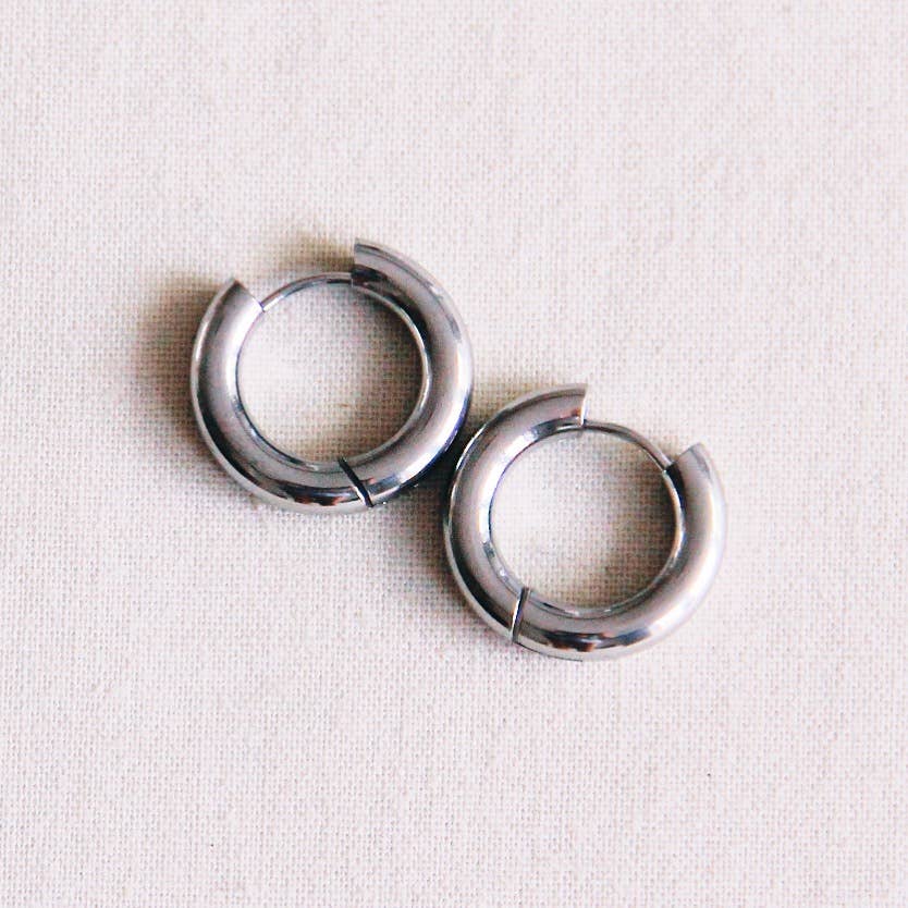 Créoles large en acier inoxydable 16 mm - argenté