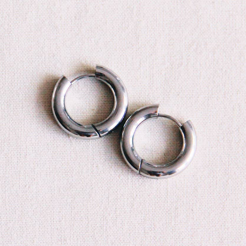 Créoles large en acier inoxydable 16 mm - argenté