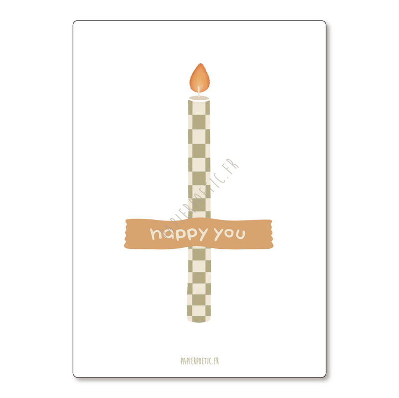 Carte "Bougie Happy you"