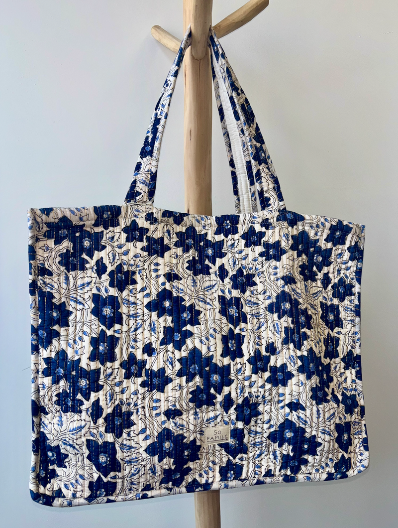 Sac cabas lurex bleu