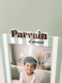 Cadre photo rayures sauge Parrain d'amour