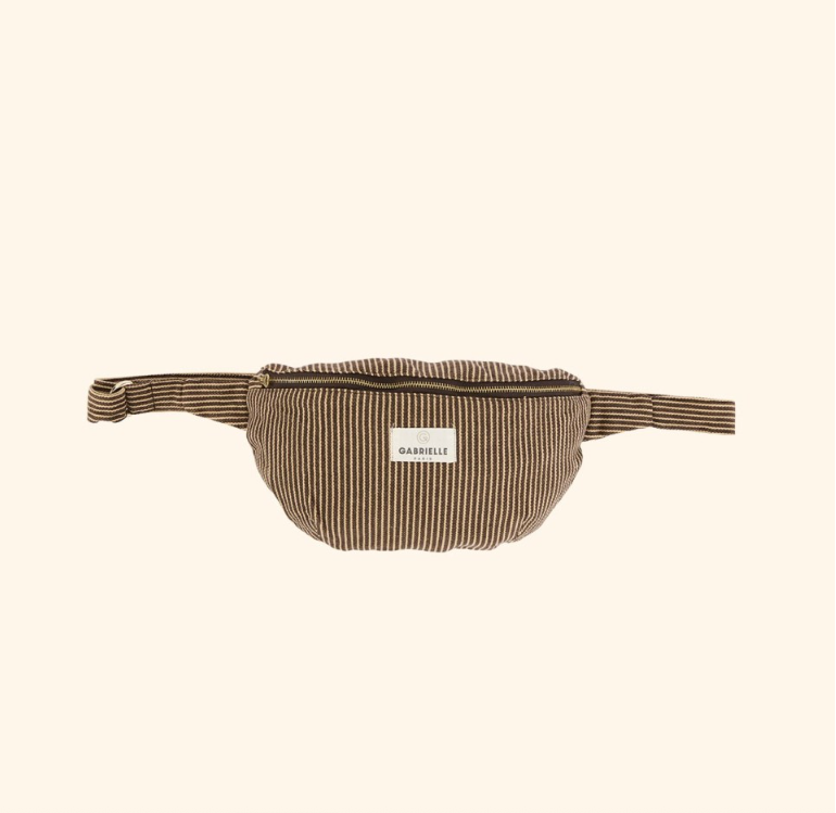 Sac banane en coton Rayures Café