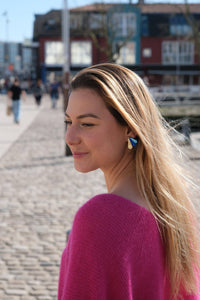 Boucles d'Oreilles Puces Miroirs Armance: Violet/Rose/Rouge