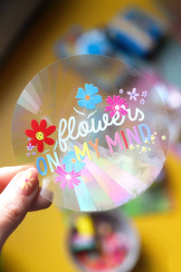 Sticker Suncatcher "Flowers on my mind" – Créateur d'arc-en-ciel