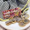 GOOD VIBES ONLY Porte-clés à paillettes : Fuchsia / Or