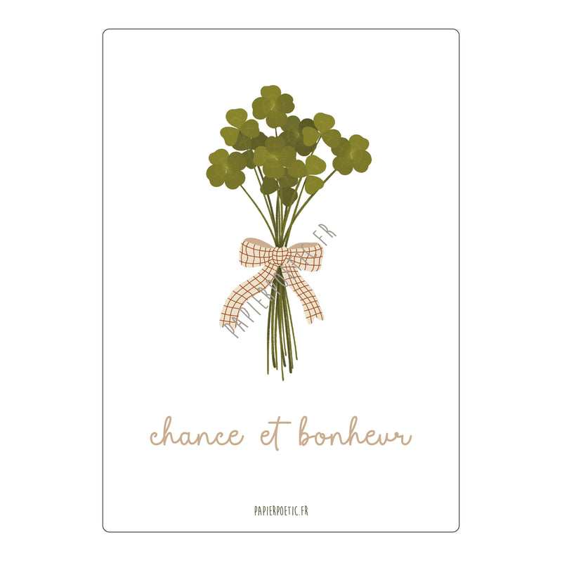 Carte/Card "Bouquet de trèfles" chance et bonheur