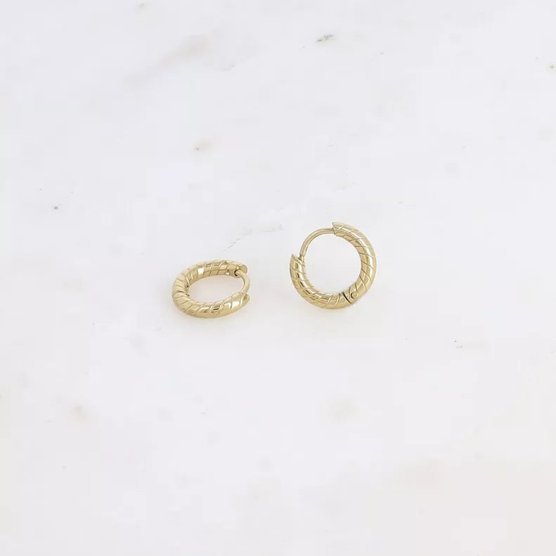 Mini créoles - anneau strié 13mm