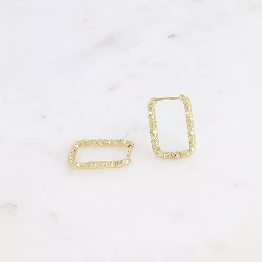 Créoles rectangulaire effet diamanté