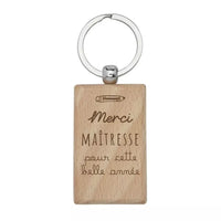 Porte-clés en bois rectangle "Merci pour cette belle année"