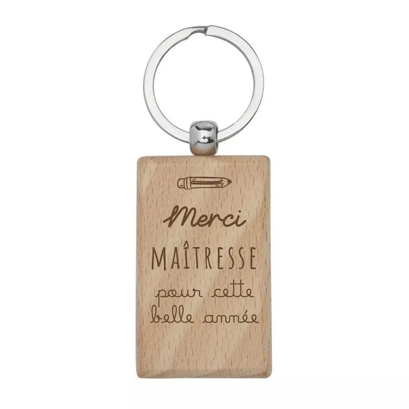 Porte-clés en bois rectangle "Merci pour cette belle année"