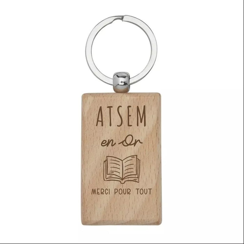 Porte-clés en bois rectangle MERCI POUR TOUT