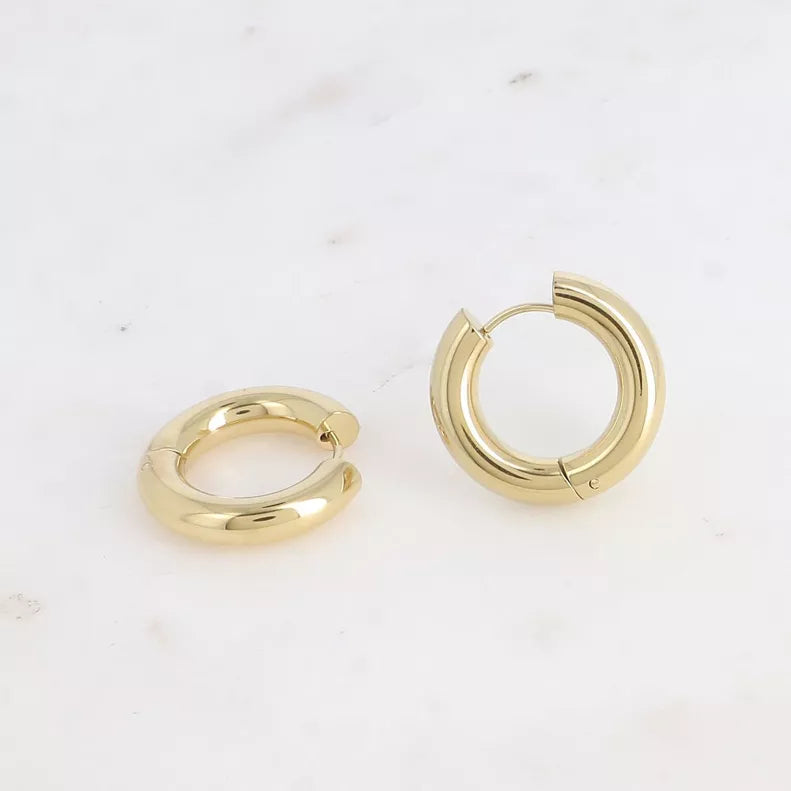 Créoles dorées - anneau rond épais 24mm