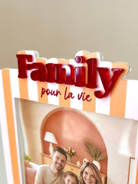 Cadre photo Family rayures roses et orange