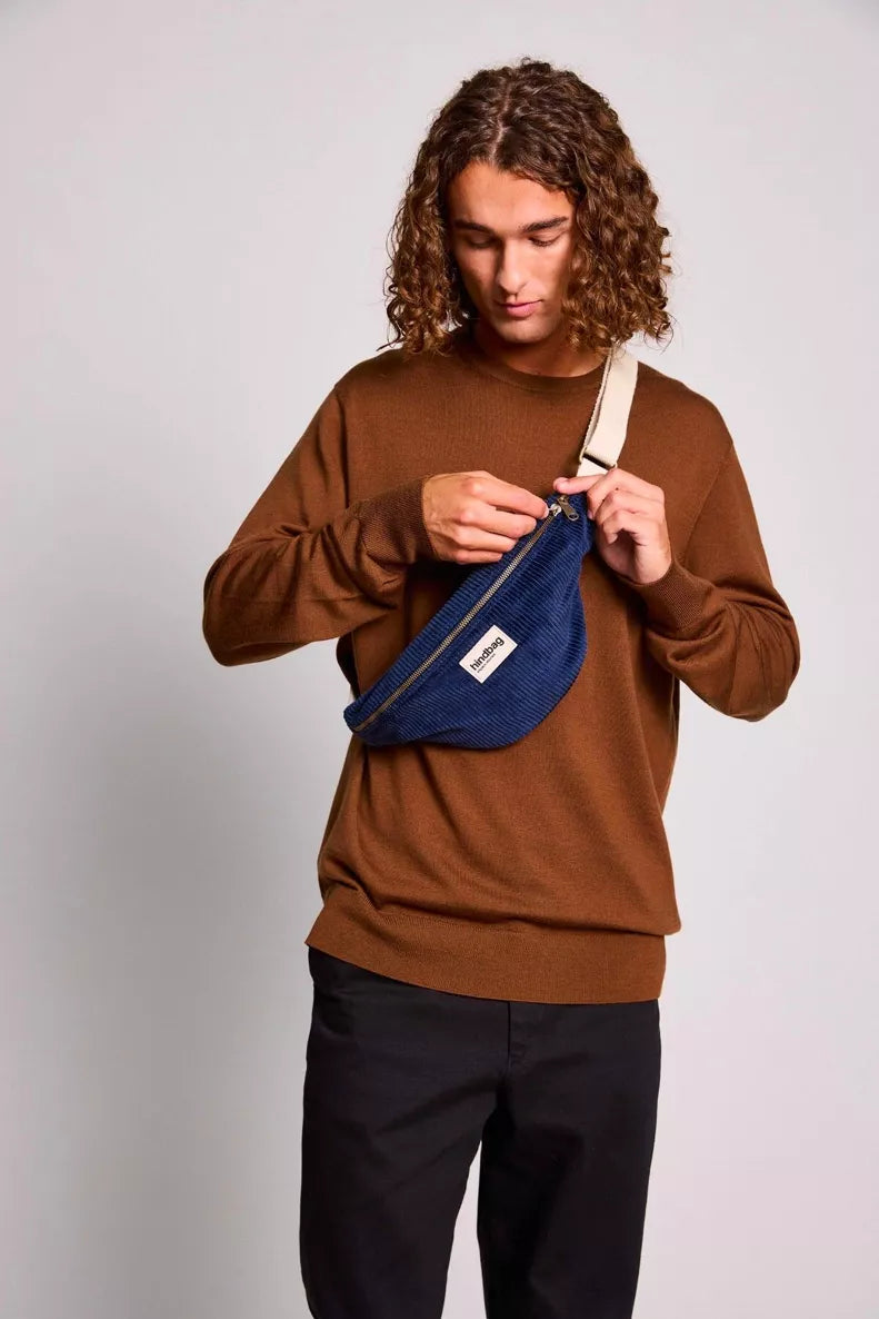 Sac banane Olivia Velours Marine