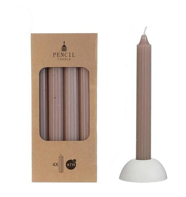 Bougies crayon taupe lot de 4