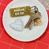 Porte-clés à paillettes : MAMAN EN OR