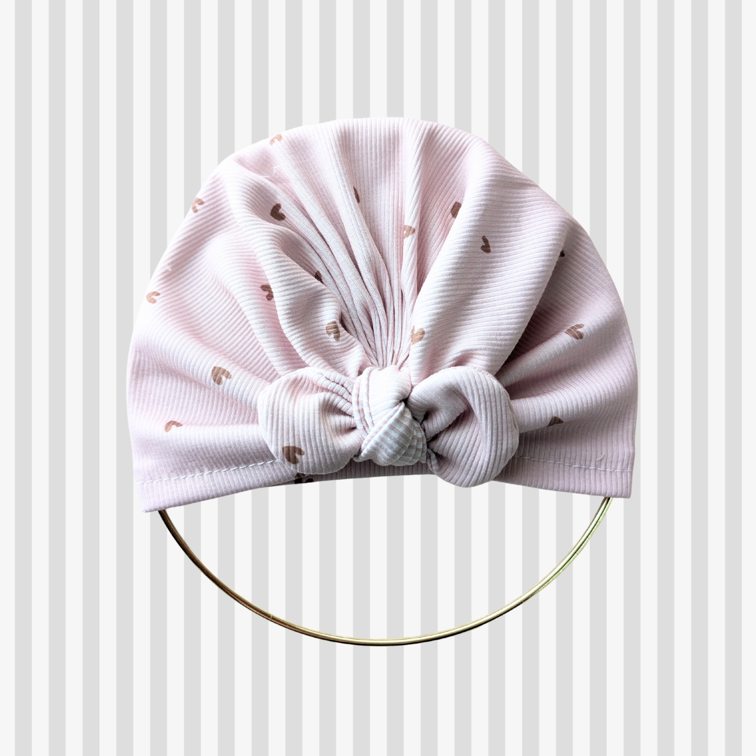 TURBAN JERSEY rose coeur caramel
