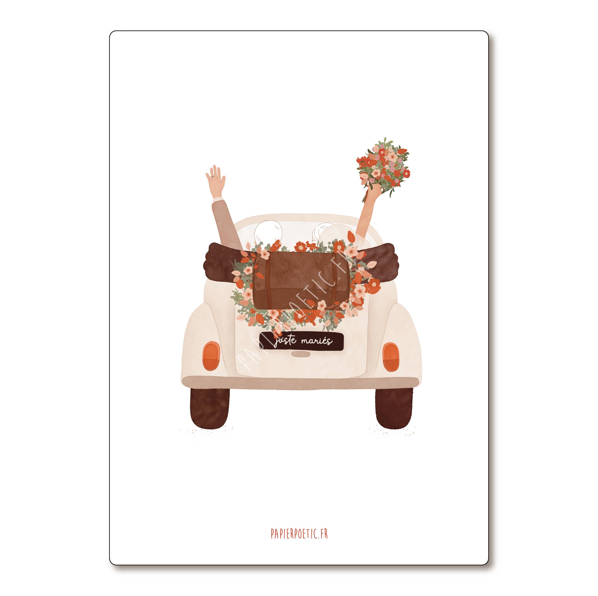 Carte Postale / Card "Voiture juste mariés"