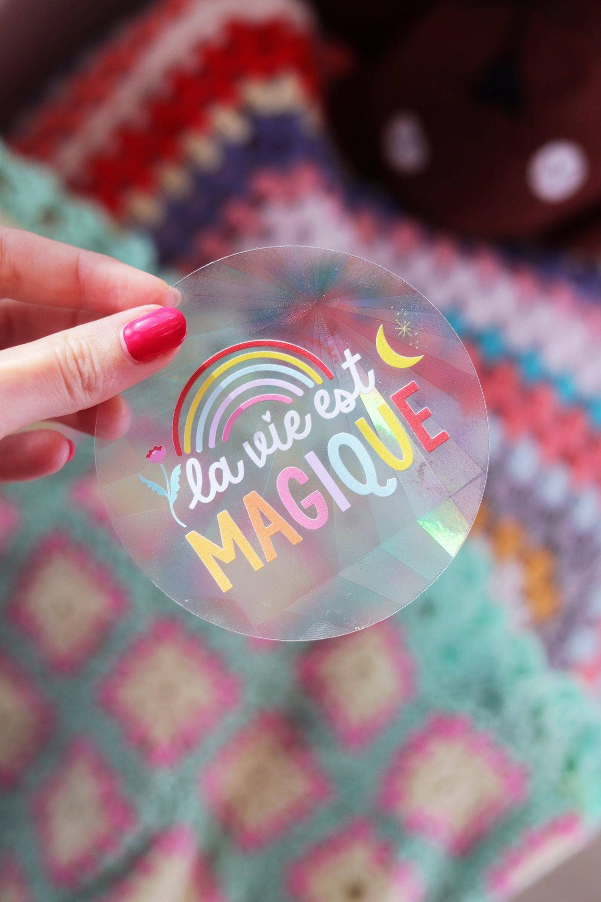 Sticker Suncatcher "La Vie est Magique" – Créateur d'Arc-en-Ciel