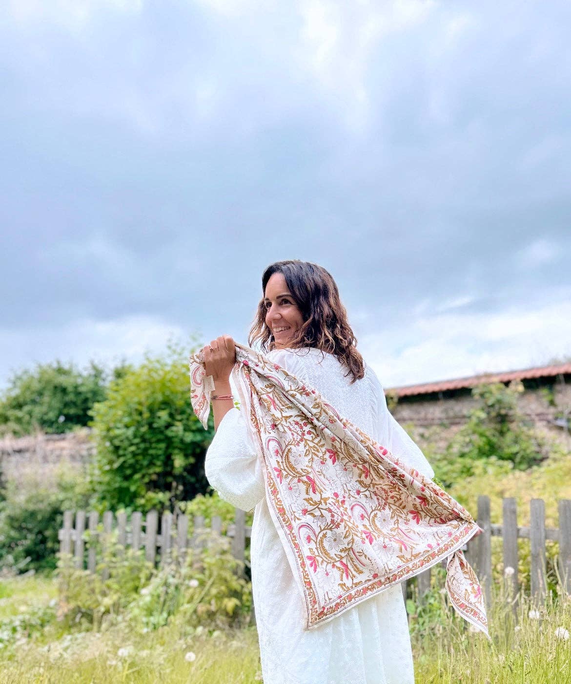 Foulard Delhi Cerisier 100 cm