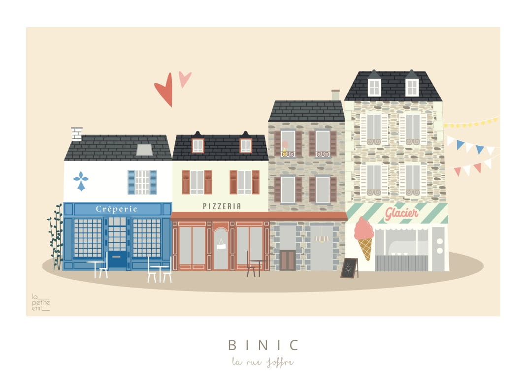 Illustration encadrée Binic "La rue joffre"