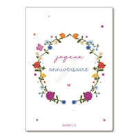 Carte Postale / Card "Couronne fleurie Joyeux Anniversaire"