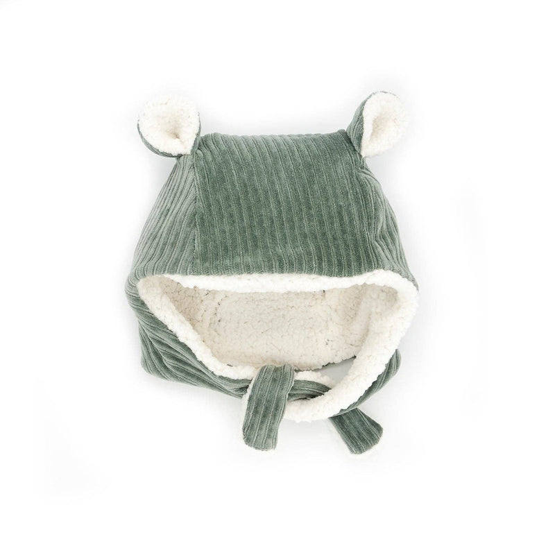 Bonnet velours kaki: 12-18 mois