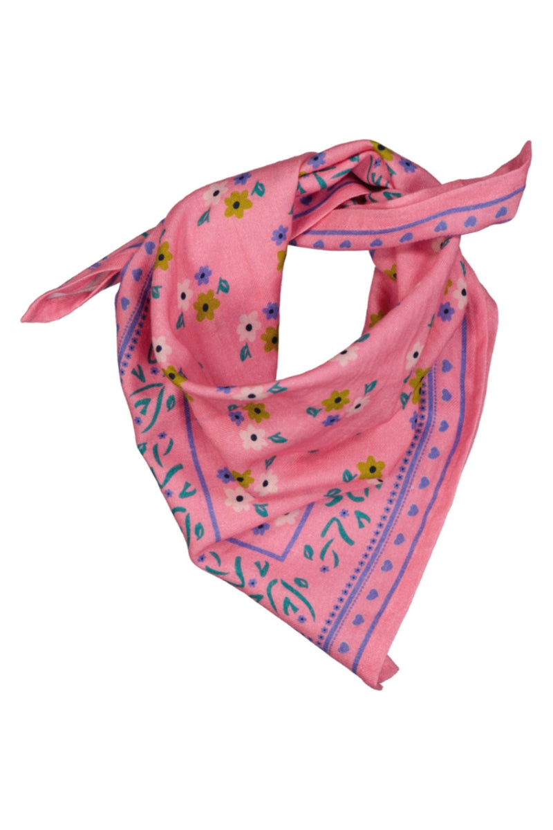 Foulard Jade petit ##2799AJ fleurs fond rose: Imprimés / 50cm