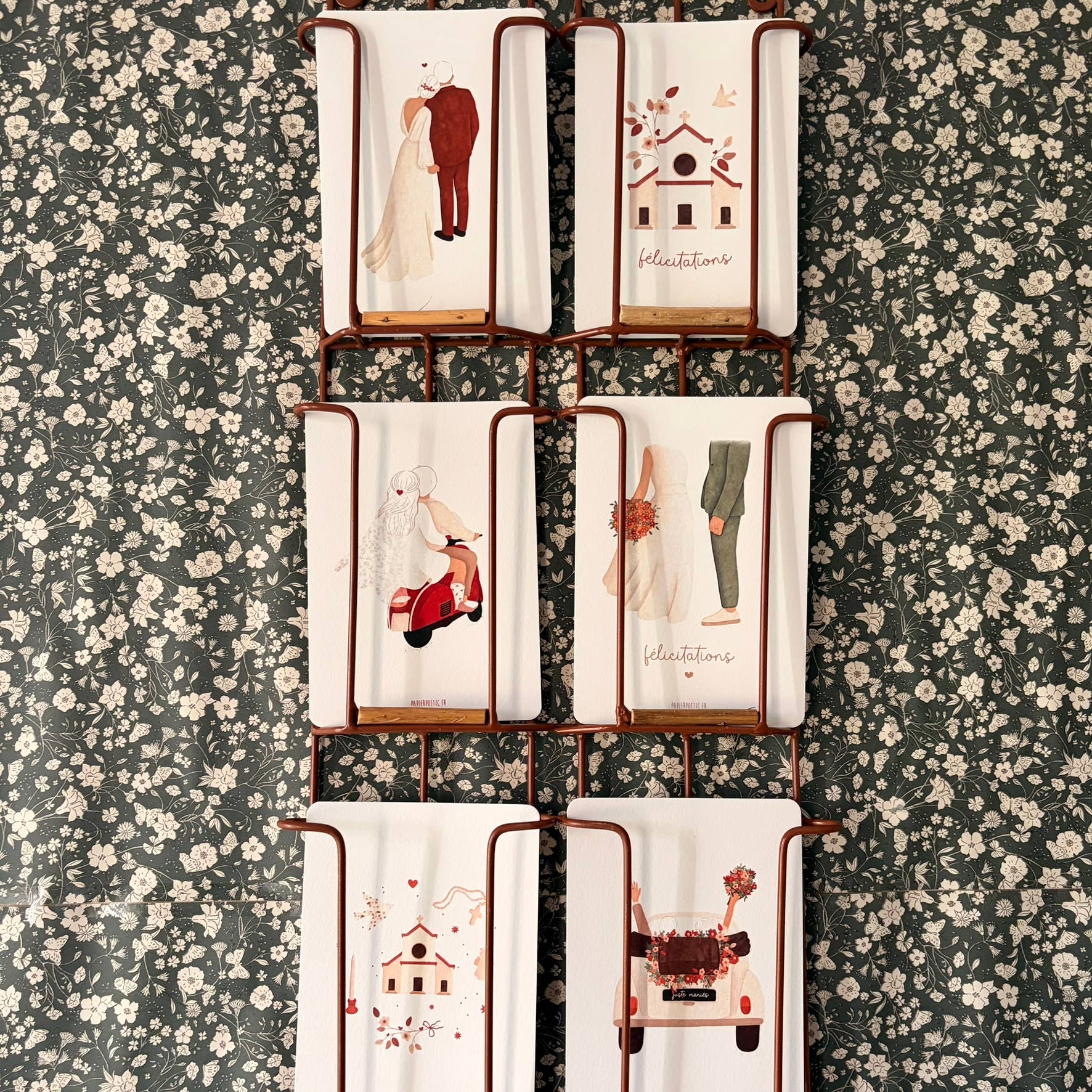 Carte Postale / Card "Silhouettes des mariés terracotta"