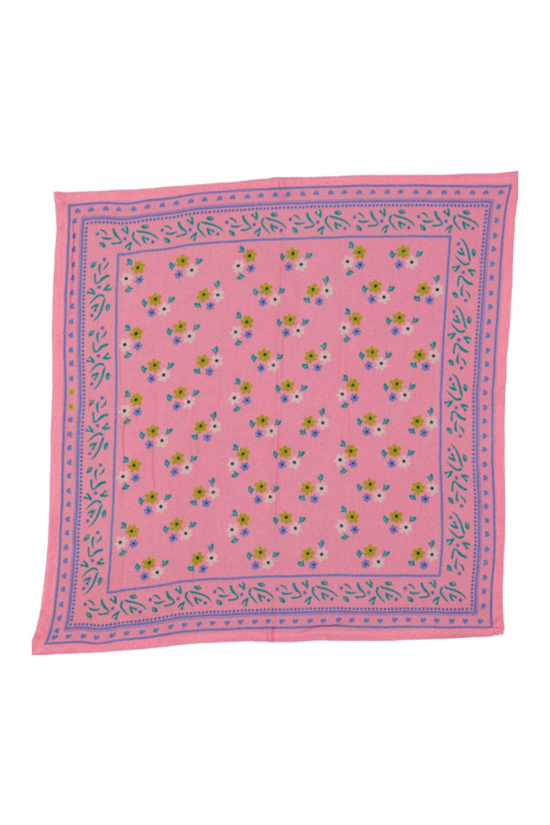 Foulard Jade grand ##2799AK fleurs fond rose: Imprimés / 100cm