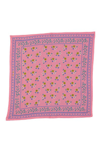 Foulard Jade petit ##2799AJ fleurs fond rose: Imprimés / 50cm